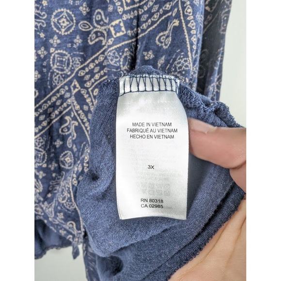 Lucky Brand Tunic Top Womens Size 3X Pullover Boho Bandana Stretch Flowy Peasant - Picture 5 of 9